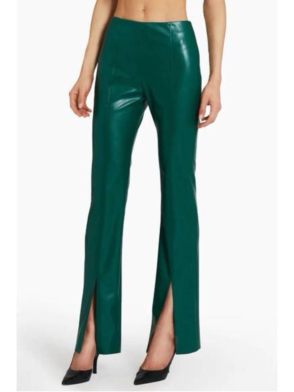 Amanda Uprichard Emerald Green Faux Leather Flare Pants